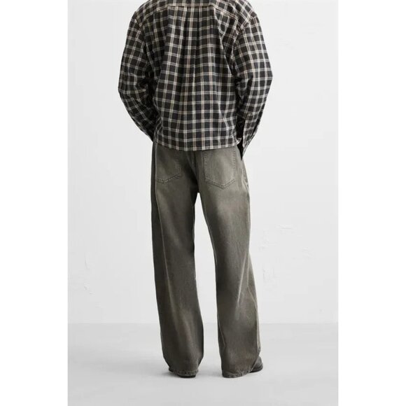 Zara Mens Baggy Jeans EU 44 US 34 Gray Faded Cotton Lyocell Blend 6045/401 NWT - Picture 4 of 16